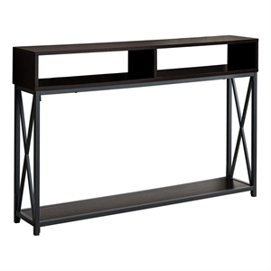 Pemberly Row Console Table with X-Frame and 2 Shelves in Espresso