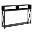 Pemberly Row Console Table with X-Frame and 2 Shelves in Espresso