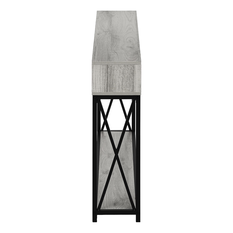 Pemberly Row Console Table with X-Frame and 2 Shelves in Gray Wash