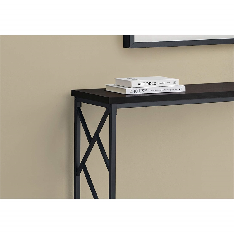 Pemberly Row Console Table with Criss-Cross Frame in Espresso Finish