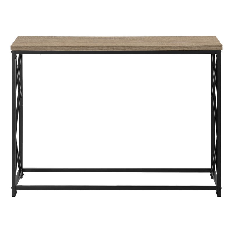 Pemberly Row Console Table with Criss-Cross Frame in Taupe Wood Look