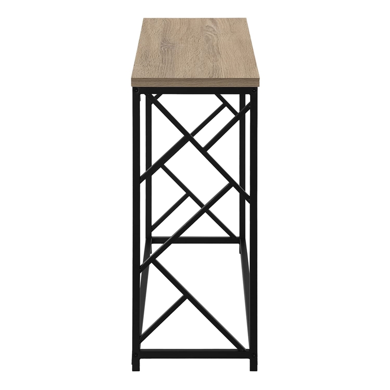 Pemberly Row Console Table with Criss-Cross Frame in Taupe Wood Look