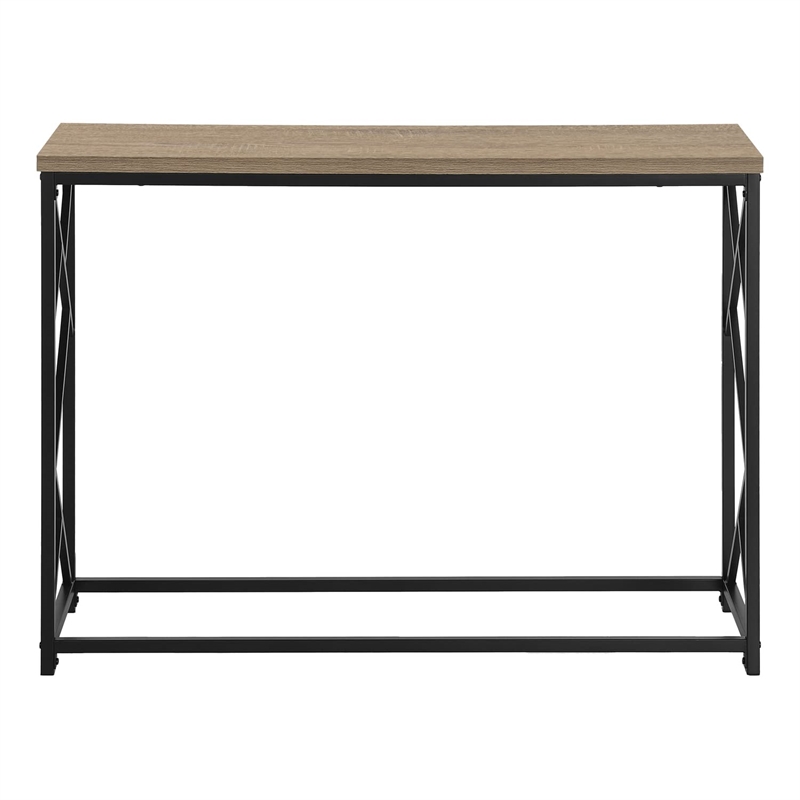 Pemberly Row Console Table with Criss-Cross Frame in Taupe Wood Look