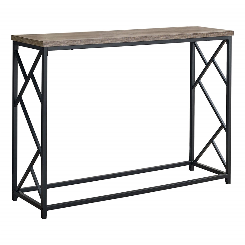 Pemberly Row Console Table with Criss-Cross Frame in Taupe Wood Look