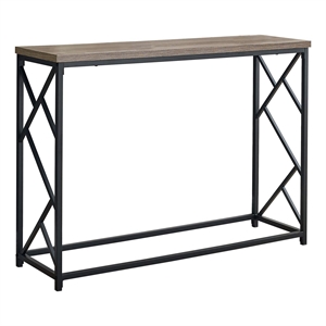 Pemberly Row Console Table with Criss-Cross Frame in Taupe Wood Look