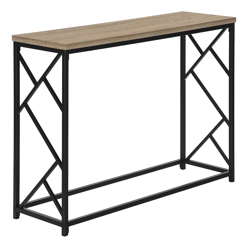Pemberly Row Console Table with Criss-Cross Frame in Taupe Wood Look
