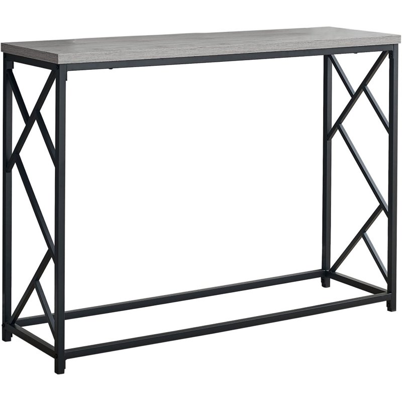 Pemberly Row Console Table with Criss-Cross Frame in Gray Wash Finish