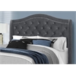 Pemberly Row Queen Wingback Bed with Nailhead Trim in Dark Grey Velvet