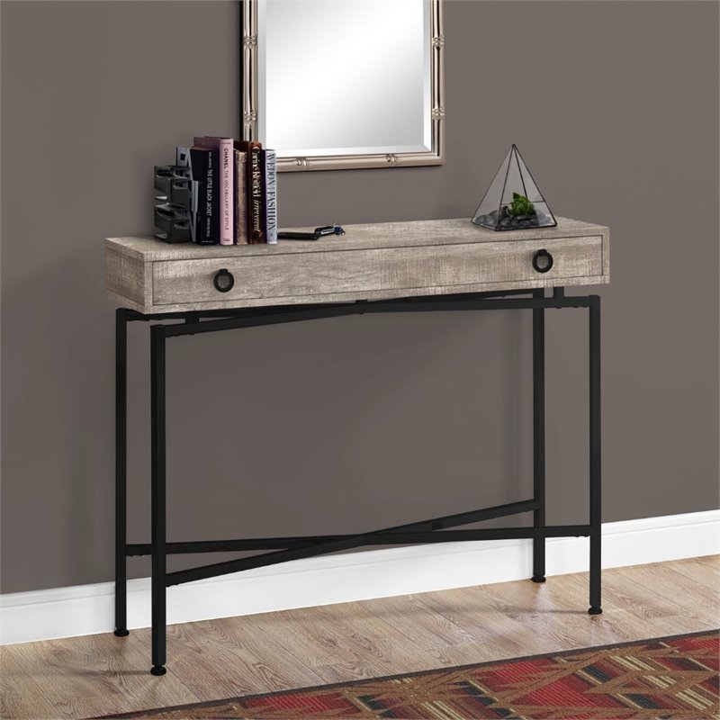 Pemberly Row Console Table with Drawer in Taupe Reclaimed Wood Look