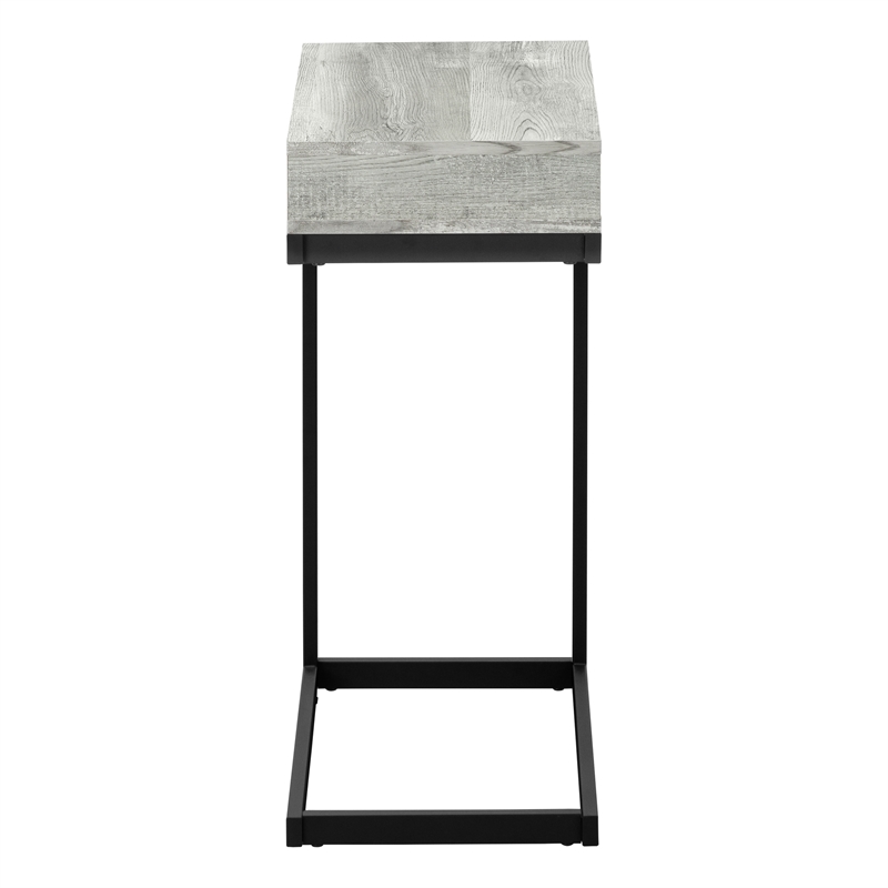 Pemberly Row C-Shaped Accent Table with Drawer in Gray Reclaimed Look