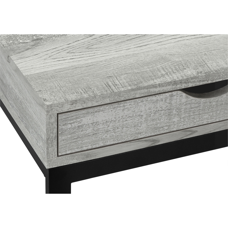 Pemberly Row C-Shaped Accent Table with Drawer in Gray Reclaimed Look