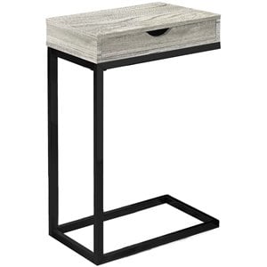 Pemberly Row C-Shaped Accent Table with Drawer in Gray Reclaimed Look
