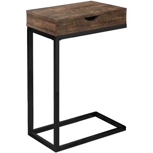 Pemberly Row C-Shaped Accent Table with Drawer in Brown Reclaimed Look