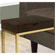 Pemberly Row C-Shaped Accent Table with Drawer in Walnut and Gold