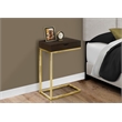 Pemberly Row C-Shaped Accent Table with Drawer in Walnut and Gold