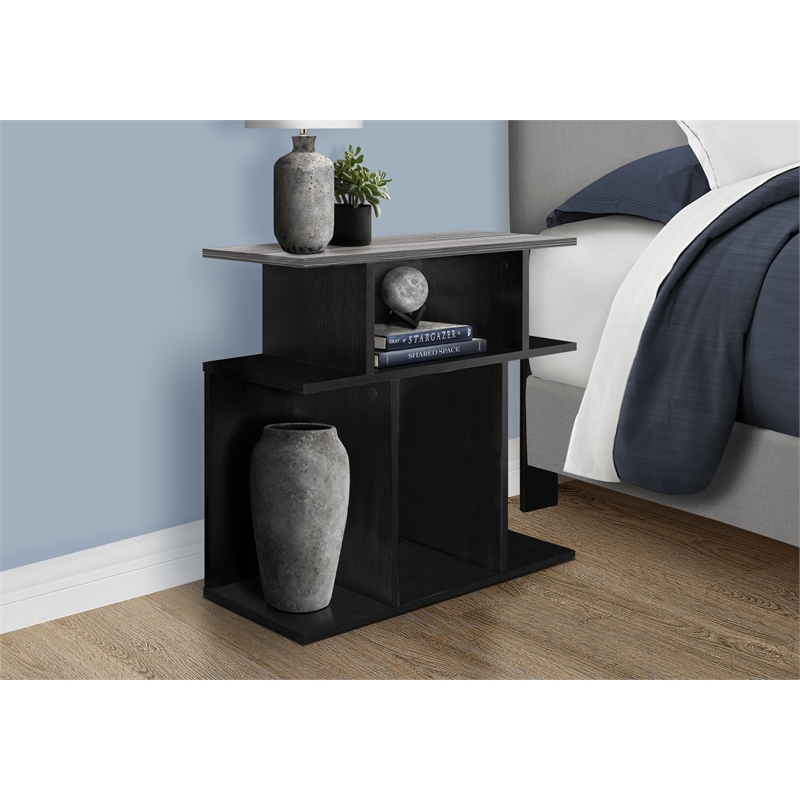 Pemberly Row 6-Shelf Display Accent Table in Black and Gray Wood Look