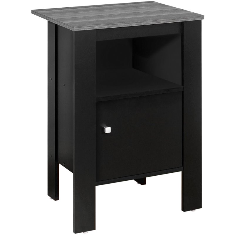 Pemberly Row Accent Table with Cabinet and Shelf in Black and Gray