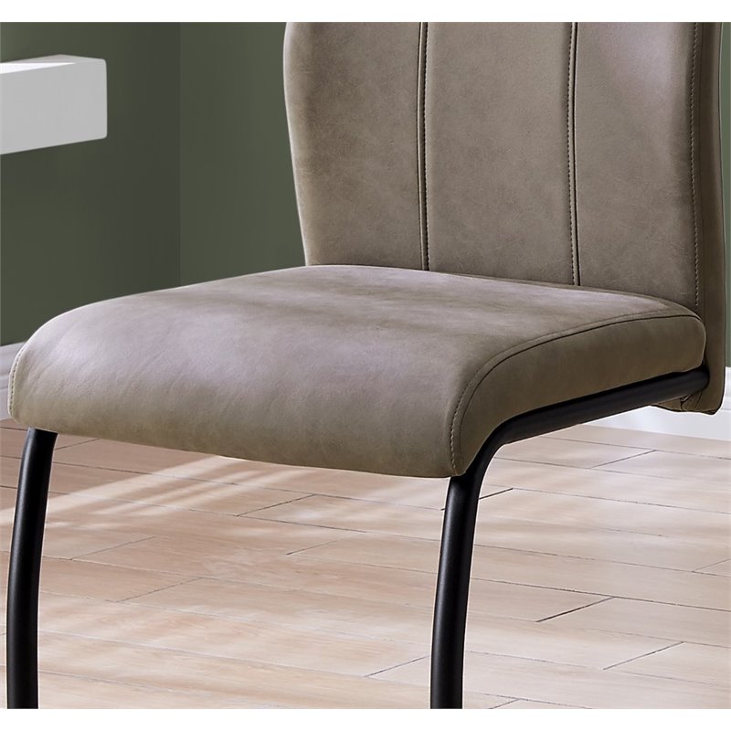 Pemberly Row Set of 2 Faux-Suede Dining Chairs with U-Base in Taupe
