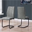 Pemberly Row Set of 2 Faux-Suede Dining Chairs with U-Base in Gray