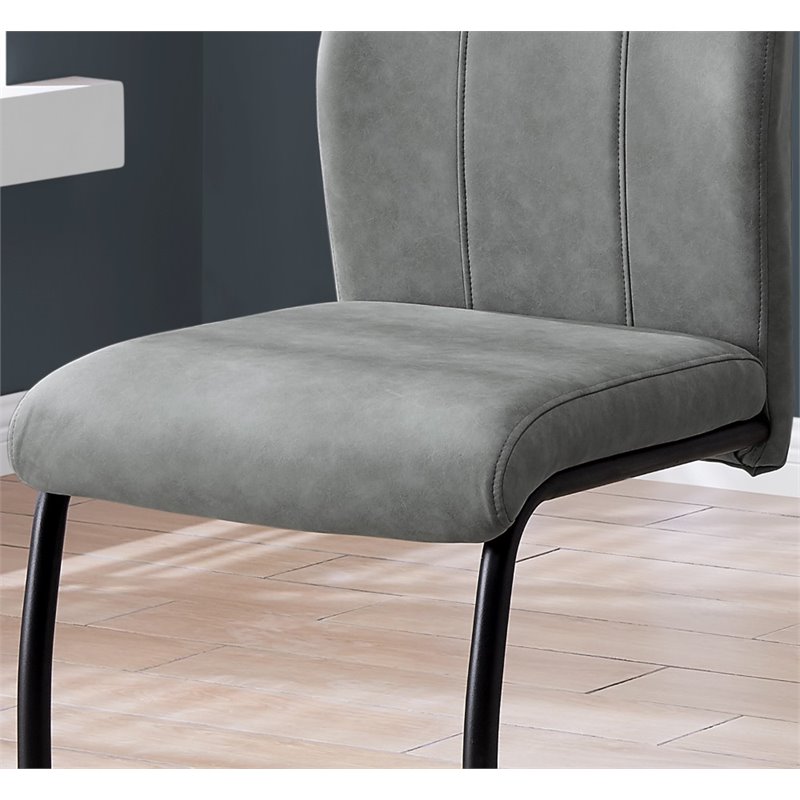 Pemberly Row Set of 2 Faux-Suede Dining Chairs with U-Base in Gray