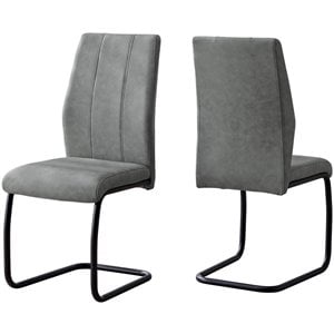 Pemberly Row Set of 2 Faux-Suede Dining Chairs with U-Base in Gray