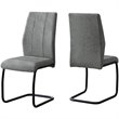Pemberly Row Set of 2 Faux-Suede Dining Chairs with U-Base in Gray