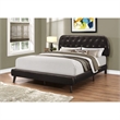 Pemberly Row Queen Low-Profile Tufted Bed with Retro Legs in Dark Brown