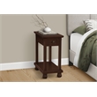 Pemberly Row Narrow Accent Table with Drawer and Shelf in Espresso Brown