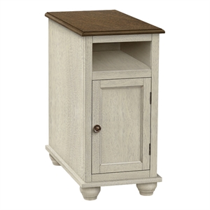 Pemberly Row 24&quot Accent Table with Cabinet and Shelf in Antique White