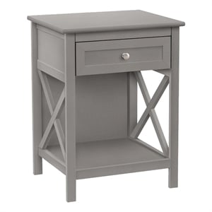Pemberly Row 25&quot 2-Tier Accent Table with X-Design in Gray Veneer