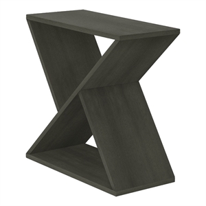 Pemberly Row 24&quot Accent Table with Slanted Shelf in Dark Green Veneer