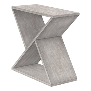 Pemberly Row 24&quot Accent Table with Slanted Shelf in Washed Gray Veneer