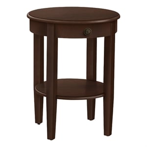 Pemberly Row 23&quot Round 2-Tier End Table with Drawer in Espresso Brown