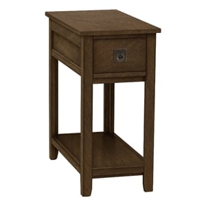 Pemberly Row 24&quot Accent Table with Drawer and Shelf in Espresso Veneer