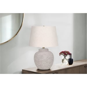Pemberly Row 22&quot Urn-Shaped Table Lamp with Ivory Shade in Cream Concrete