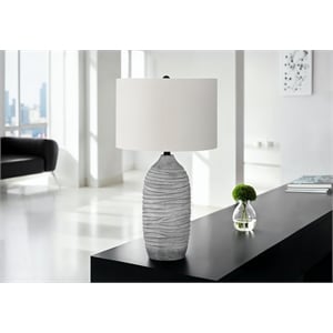 Pemberly Row 27&quot Resin Table Lamp with Round Finial in Gray and Ivory