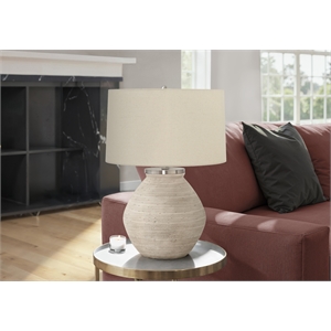 Pemberly Row 25&quot Jar Concrete Table Lamp with Drum Shade in Cream/Beige