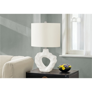 Pemberly Row 25&quot Sculptural Resin Table Lamp with Ivory Shade in Cream