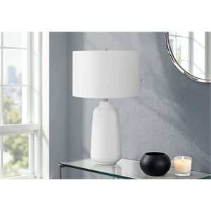 Pemberly Row 26&quot Tapered Cream Ceramic Table Lamp with Ivory Drum Shade