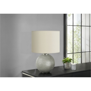 Pemberly Row 19&quot Globe Gray Resin Table Lamp with Ivory Drum Shade