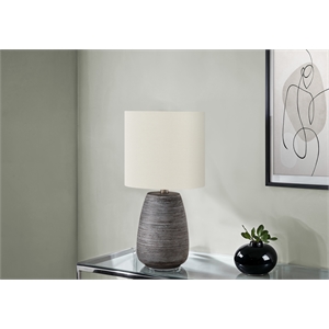 Pemberly Row 19&quot Gray Ceramic Table Lamp with Tapered Ivory Drum Shade