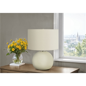 Pemberly Row 18&quot Globe Cream Ceramic Table Lamp with Ivory Drum Shade