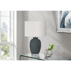 Pemberly Row 24&quot Textured Blue Ceramic Table Lamp with Ivory Drum Shade