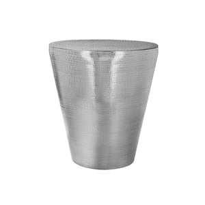 Pemberly Row Contemporary 22&quot Chrome Metal Hammered Cone Drum End Table