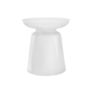 Pemberly Row 22&quot White Metal Bell-Shaped Hammered Drum Accent Table
