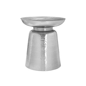Pemberly Row 22&quot Chrome Metal Bell-Shaped Hammered Drum Accent Table