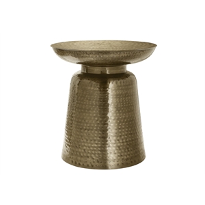 Pemberly Row 22&quot Gold Metal Bell-Shaped Hammered Drum Accent Table