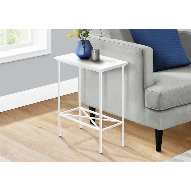 Pemberly Row 2-Tier White Laminate Accent Table with Black Metal X-Shelf