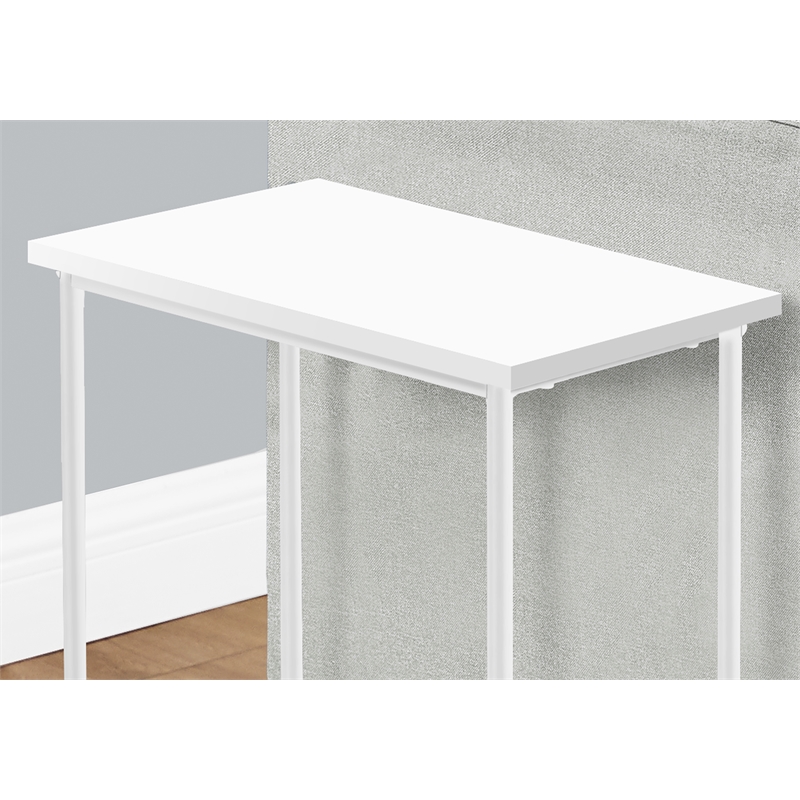 Pemberly Row 2-Tier White Laminate Accent Table with Black Metal X-Shelf
