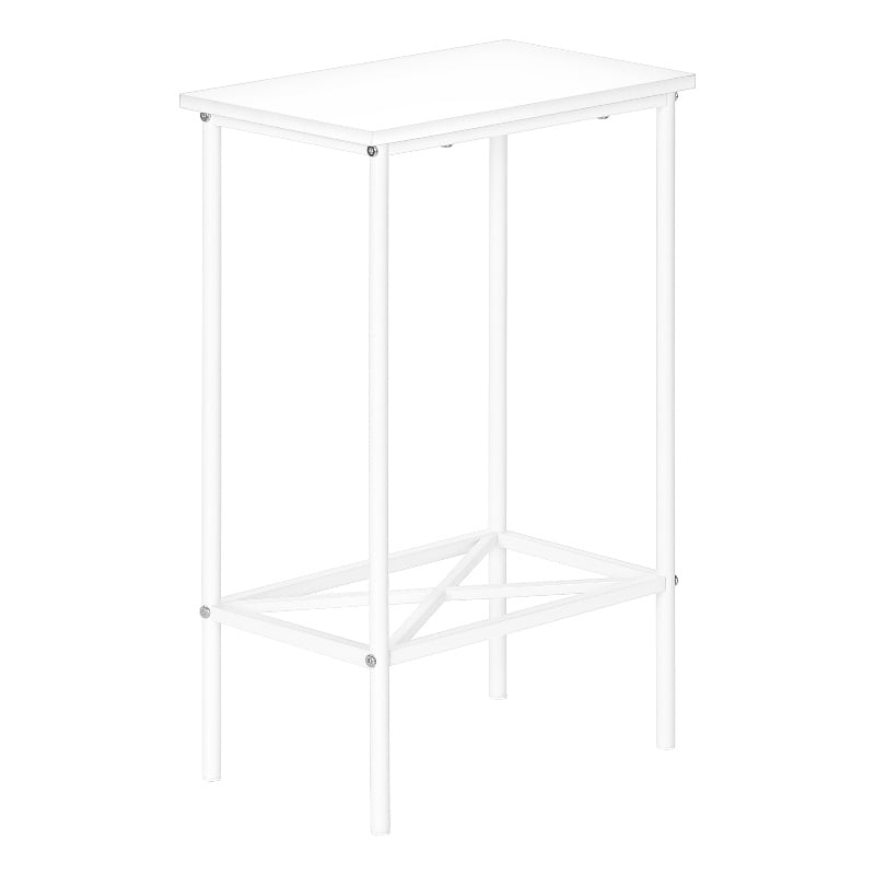 Pemberly Row 2-Tier White Laminate Accent Table with Black Metal X-Shelf